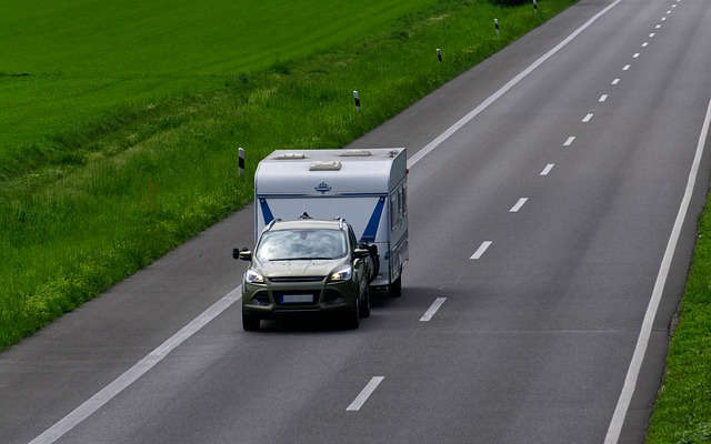 High speed camper trailer tires driving down the highway